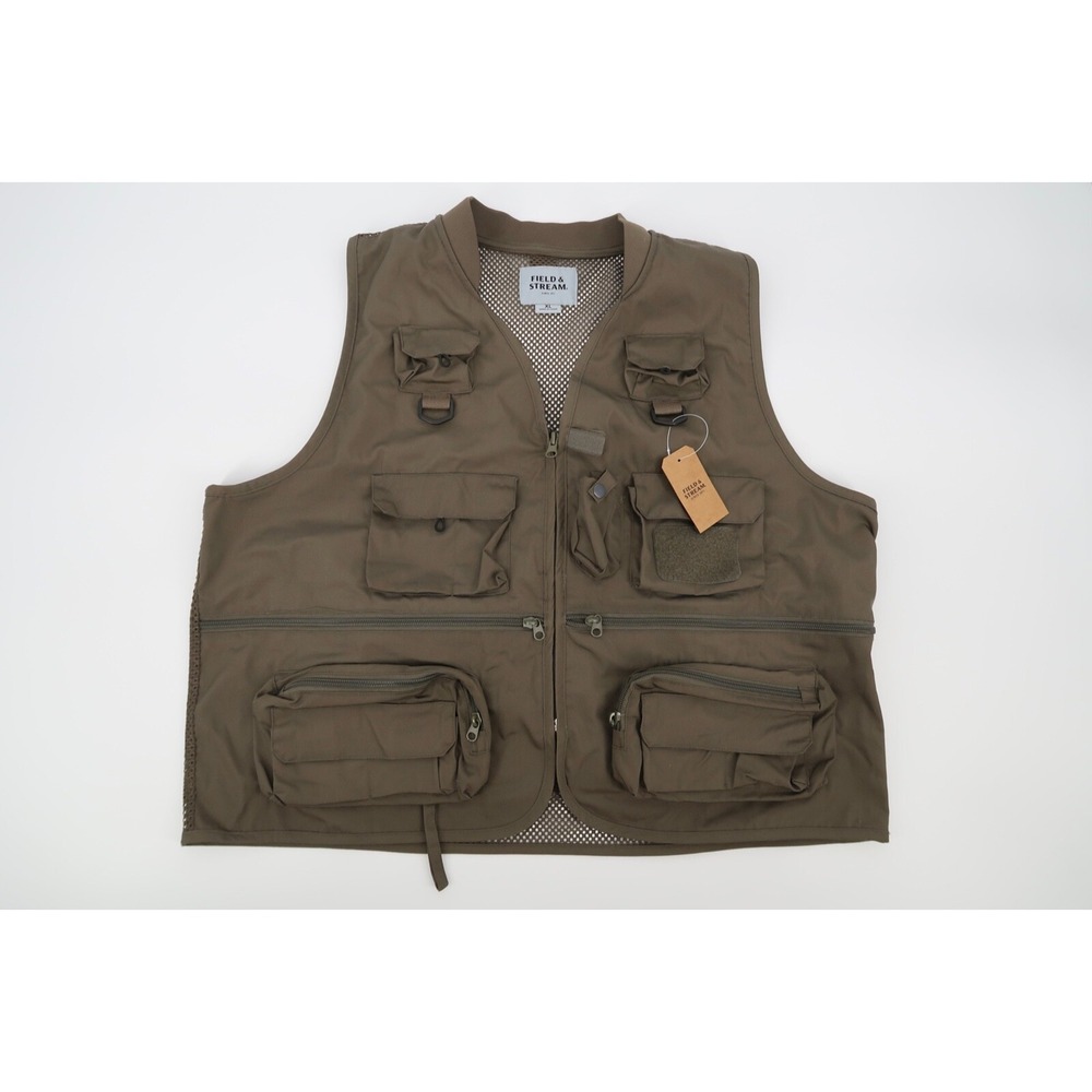 Field & Stream Men's XL Fishing Wading Utility Vest Khaki Safari Photographer
